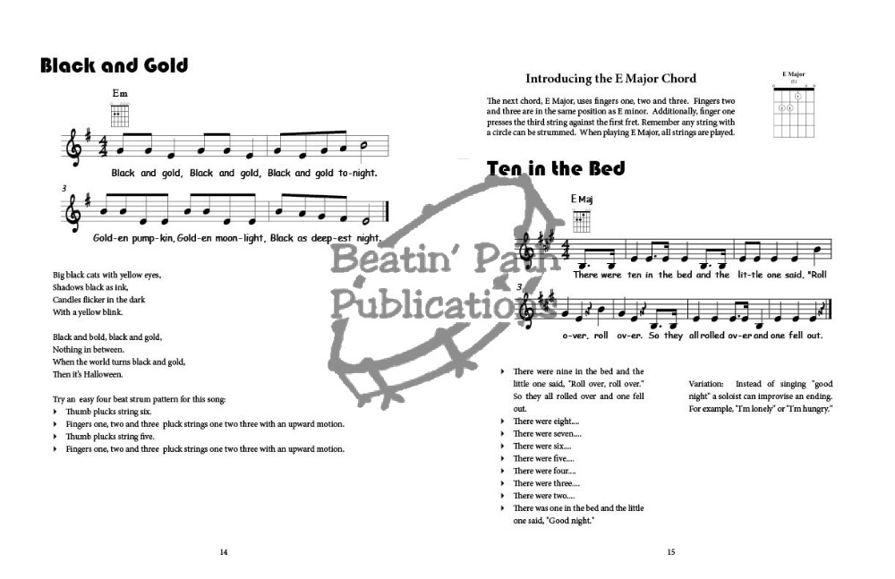 Chords are introduced from simple to more complex.